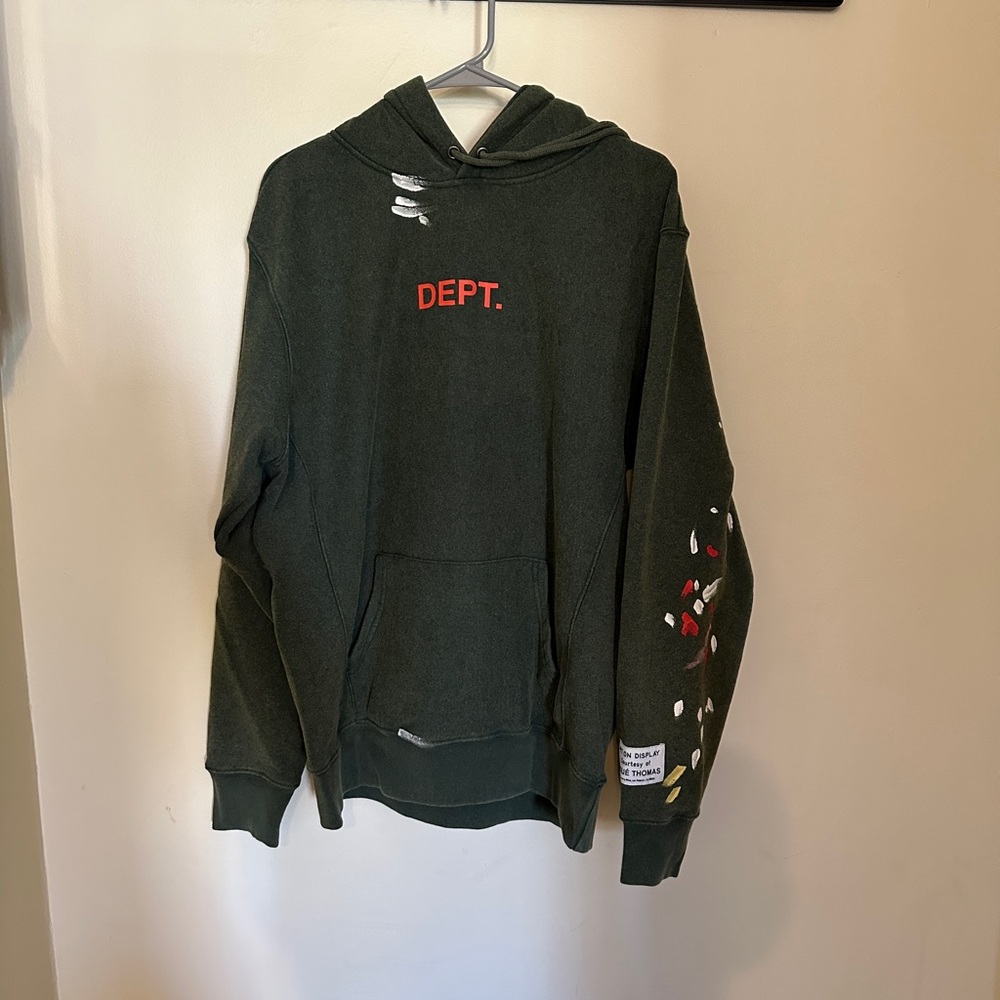 Gallery department DEPT green paint splatter hoodie size Large
